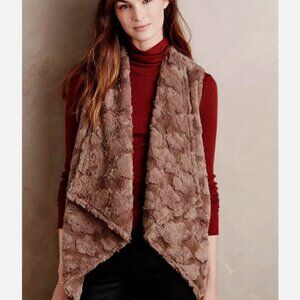 Anthropologie Elenvenses - Faux Fur Cascade Brown Vest (Size S)